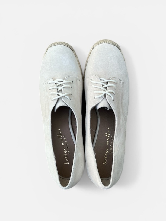 Anthropologie Bettye Muller Concepts Regina Espadrille Derby Wedge in Cream Sz 8 - Picture 8 of 11